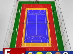 multi sport court centrum pack 3D Model
