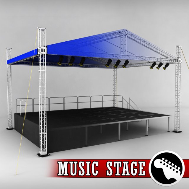 music stage platform scaffolding Modelo 3D .c4d .max .obj .3ds .fbx .stl .blend 