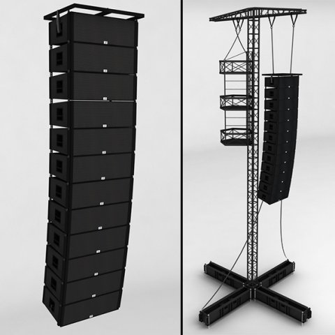 speaker concert system scaffolding tower array 3D in