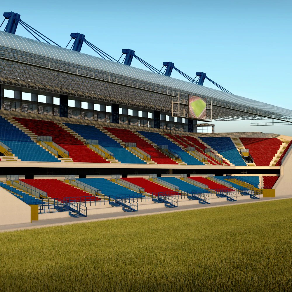 Stadium seating tribune wide high detail 3D Model .c4d .max .obj .3ds .fbx .stl .blend