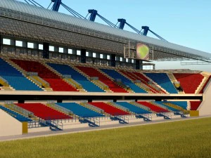 Stadyum oturma trib&uuml;n&uuml; geniş y&uuml;ksek detay 3D Model