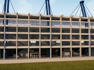 Stadium seating tribune wide high detail 3D Model
