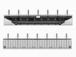 Stadium seating tribune wide high detail 3D Model