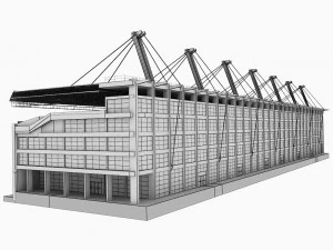 Stadium seating tribune wide high detail 3D Model