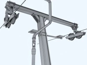 batang tiang lift ski 2 Model 3D