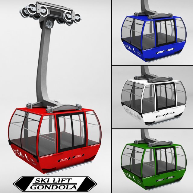 ski lift gondola cable car Model 3D .c4d .max .obj .3ds .fbx .stl .blend 