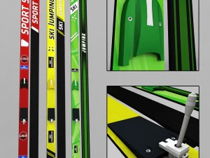 kayakla atlama kayakları d&uuml;ş&uuml;k poli modeli 3d 3D Model