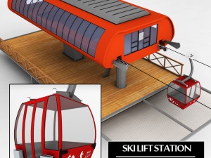 ski lift station gondola cable car 3D Model
