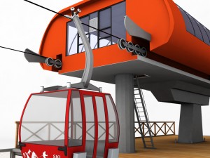 ski lift station gondola cable car 3D Model