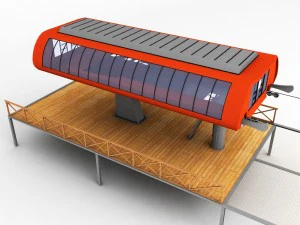 滑雪缆车站 3D 模型