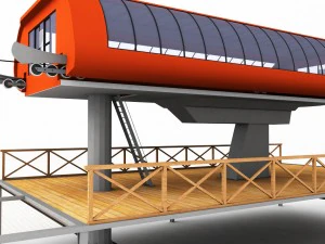 滑雪缆车站 3D 模型