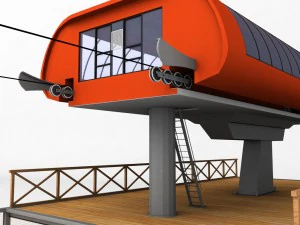 滑雪缆车站 3D 模型