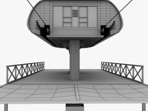 滑雪缆车站 3D 模型