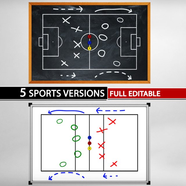 tactical board sport low poly pack 3D-Modell .c4d .max .obj .3ds .fbx .stl .blend 