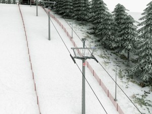 ski slope gondola mountain large pack Model 3D