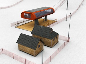 ski slope gondola mountain large pack Model 3D