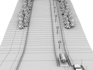 ski slope gondola mountain large pack Model 3D