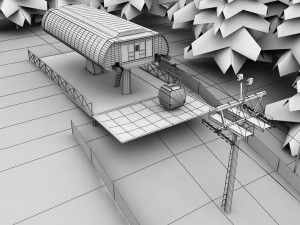 ski slope gondola mountain large pack Model 3D