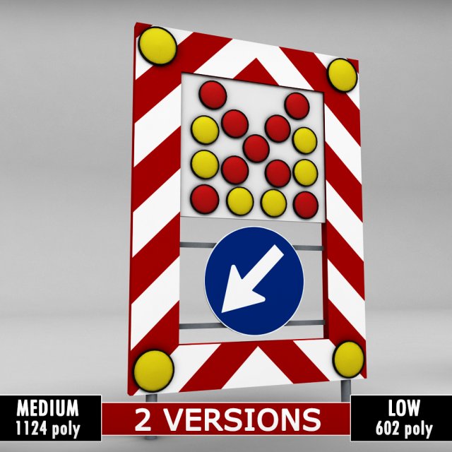 sign accident street lamp low poly Modelo 3D .c4d .max .obj .3ds .fbx .stl .blend 