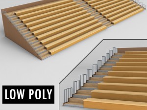 stadium seating wooden tribune low poly 3D Model