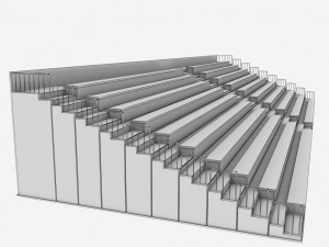 stadium seating wooden tribune low poly 3D Model