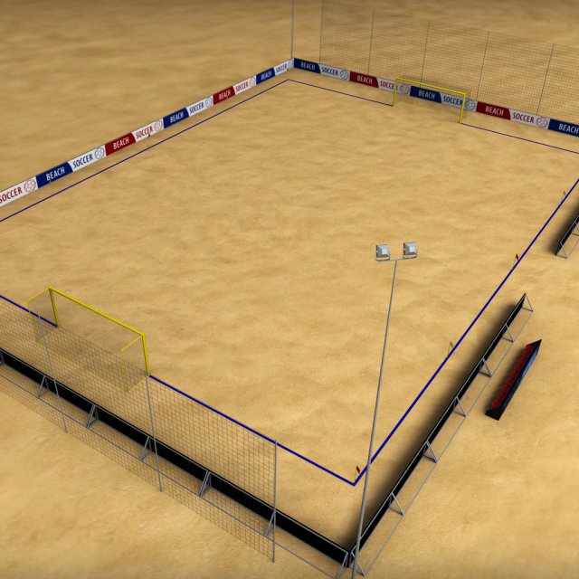 beach soccer stadium field low poly Model 3D .c4d .max .obj .3ds .fbx .stl .blend 