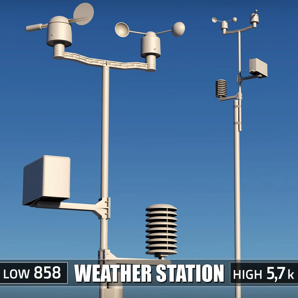 weather meteo station device 3D Model .c4d .max .obj .3ds .fbx .stl .blend 