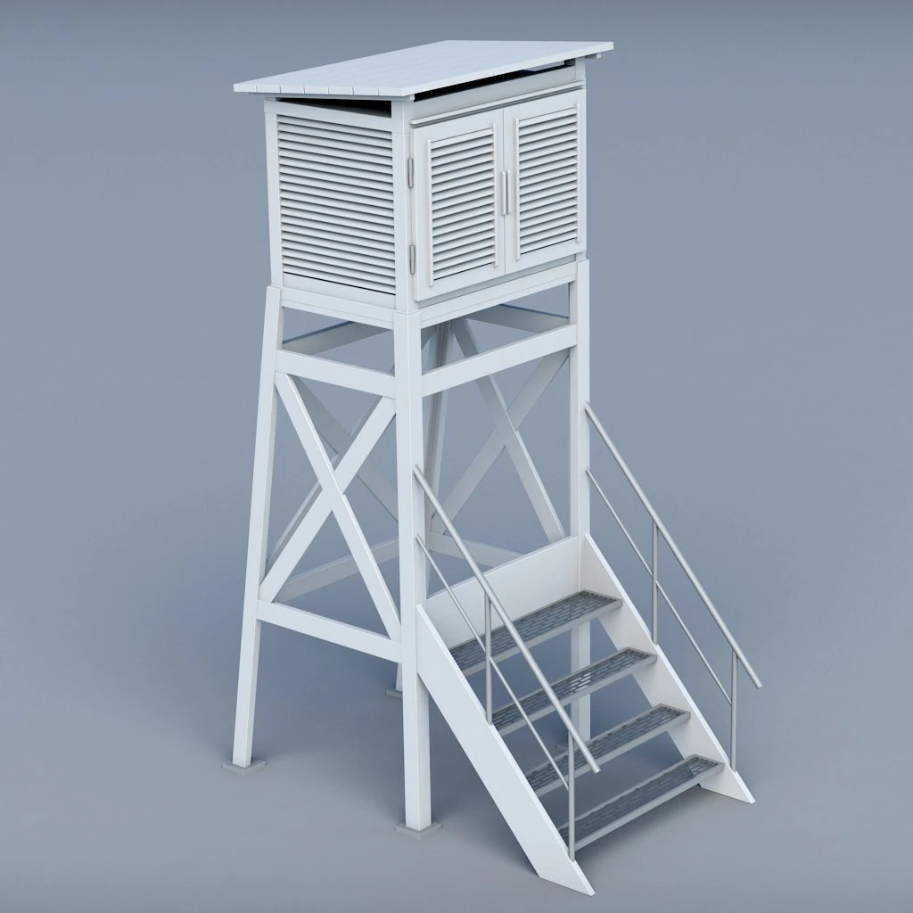 weather meteo station building low poly 3D Model .c4d .max .obj .3ds .fbx .stl .blend 