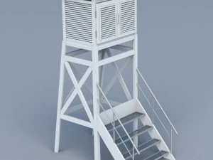气象气象站建筑低聚 3D 模型