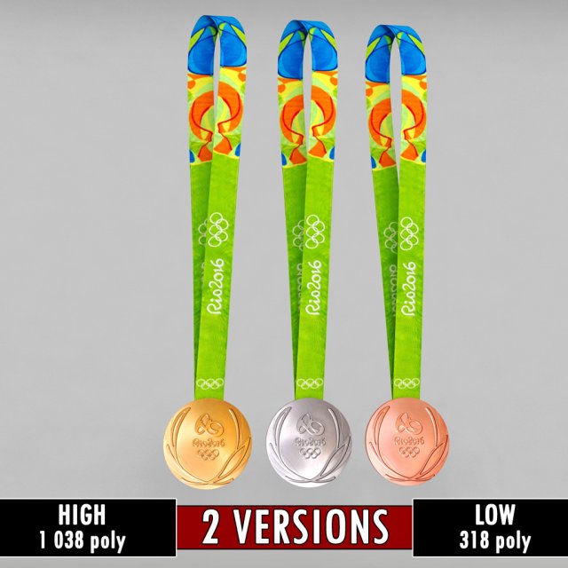 rio olympic medal sport pack 3D Модель .c4d .max .obj .3ds .fbx .stl .blend 