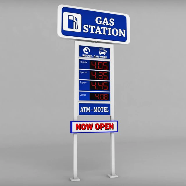gas station price sign totem low poly 3D Model .c4d .max .obj .3ds .fbx .stl .blend