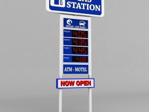 gas station price sign totem low poly 3D Model