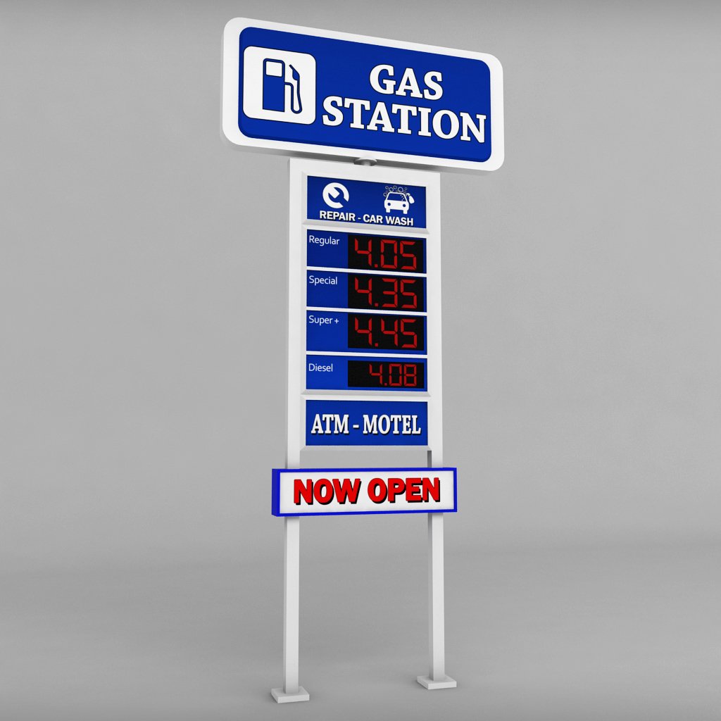 gas station price sign totem low poly 3D Models in Miscellaneous 3DExport