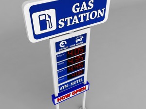 gas station price sign totem low poly Model 3D