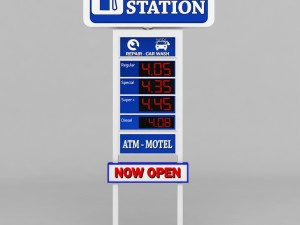 gas station price sign totem low poly Model 3D