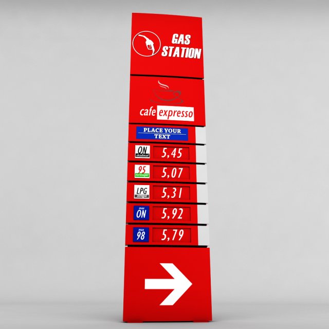 gas station price sign totem low poly 02 3D 모델 .c4d .max .obj .3ds .fbx .stl .blend