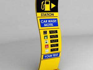 gas station price sign totem low poly 03 3D Model