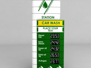 gas station price sign totem low poly 04 3D Model