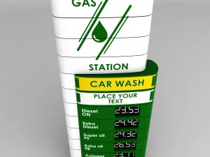 gas station price sign totem low poly 04 3D Model