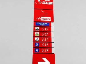 gas station price sign totem low poly pack 3D Model