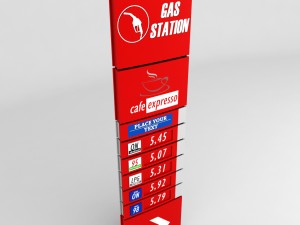 gas station price sign totem low poly pack Model 3D