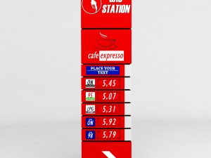 gas station price sign totem low poly pack Model 3D