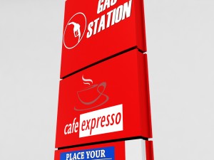gas station price sign totem low poly pack Model 3D
