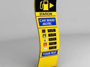 gas station price sign totem low poly pack 3D Model