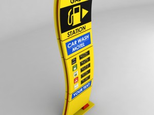 gas station price sign totem low poly pack Model 3D