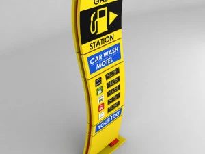 gas station price sign totem low poly pack 3D Model