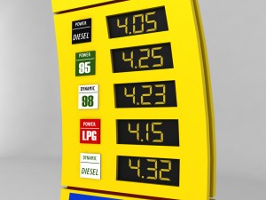gas station price sign totem low poly pack Model 3D