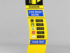 gas station price sign totem low poly pack 3D Model