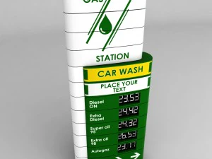 gas station price sign totem low poly pack 3D Model