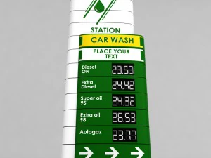 gas station price sign totem low poly pack 3D Model